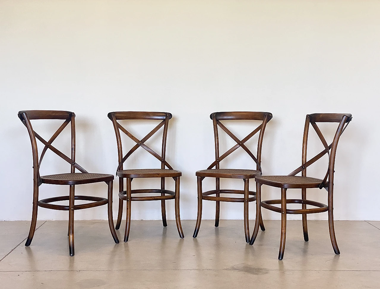 4 Beech and Vienna straw chairs, 1960s 5