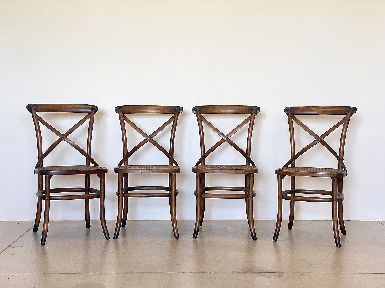 4 Beech and Vienna straw chairs, 1960s 8