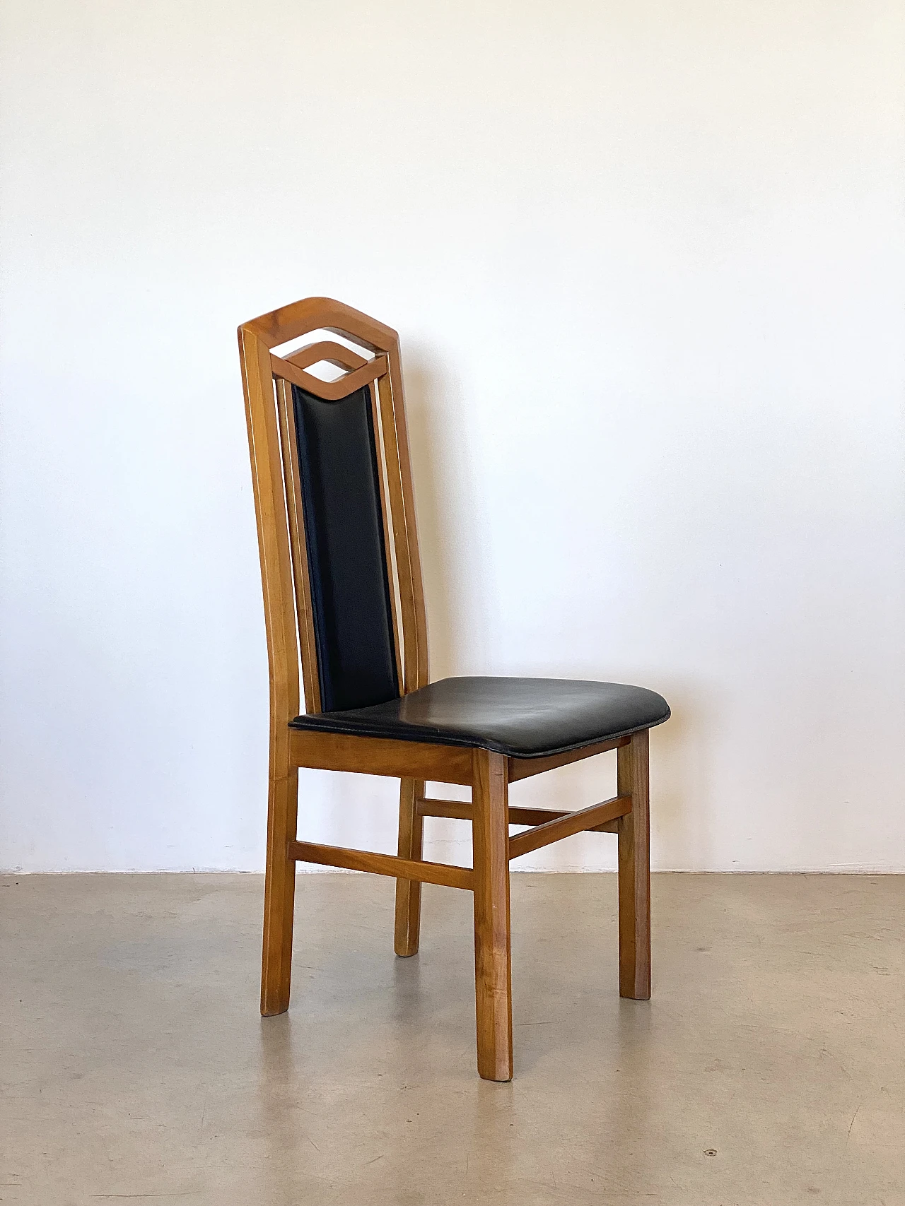 6 Beech and leatherette chairs in Art Nouveau style, 1970s 2