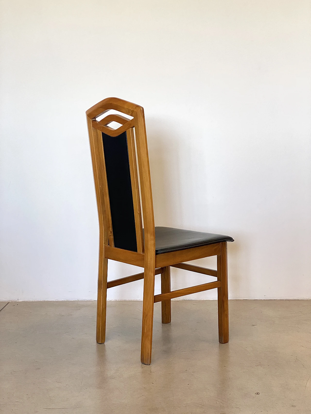 6 Beech and leatherette chairs in Art Nouveau style, 1970s 4