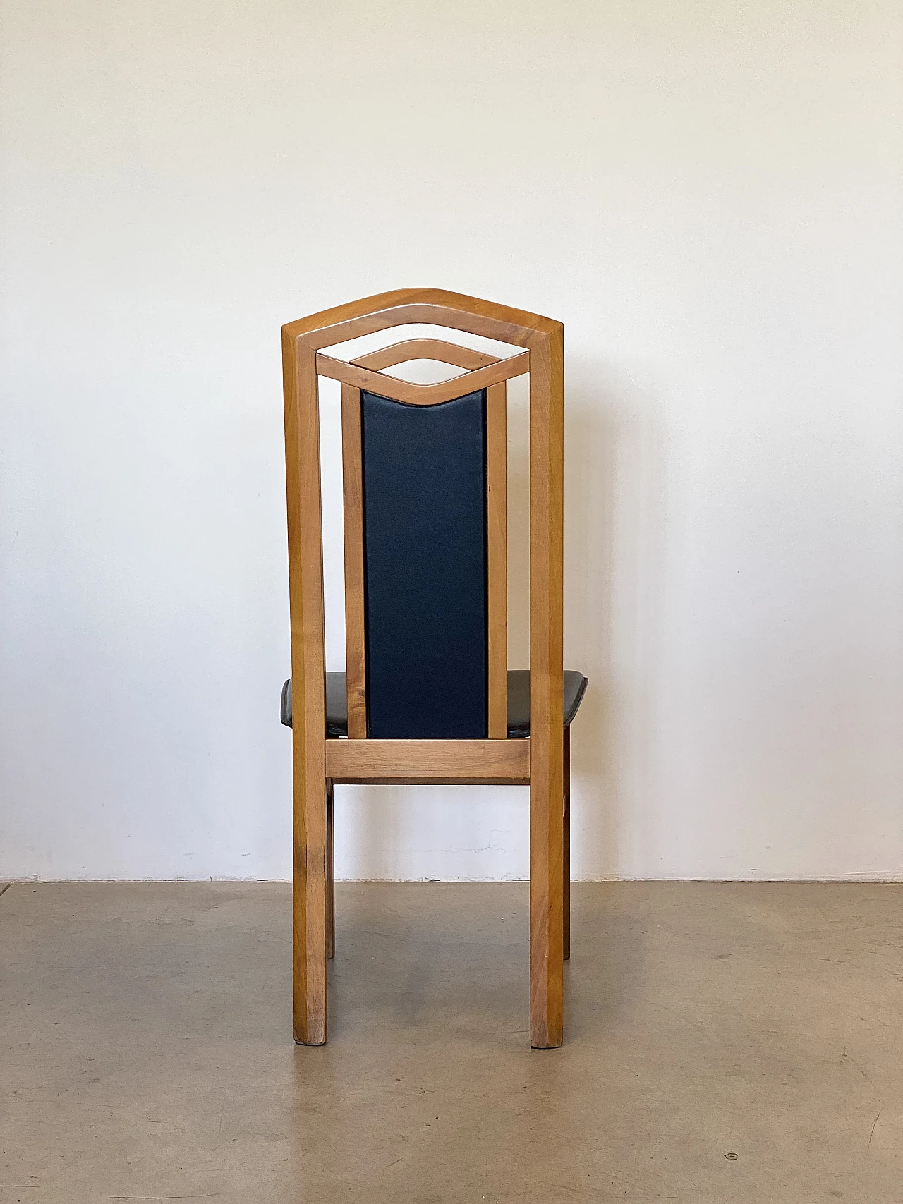 6 Beech and leatherette chairs in Art Nouveau style, 1970s 5