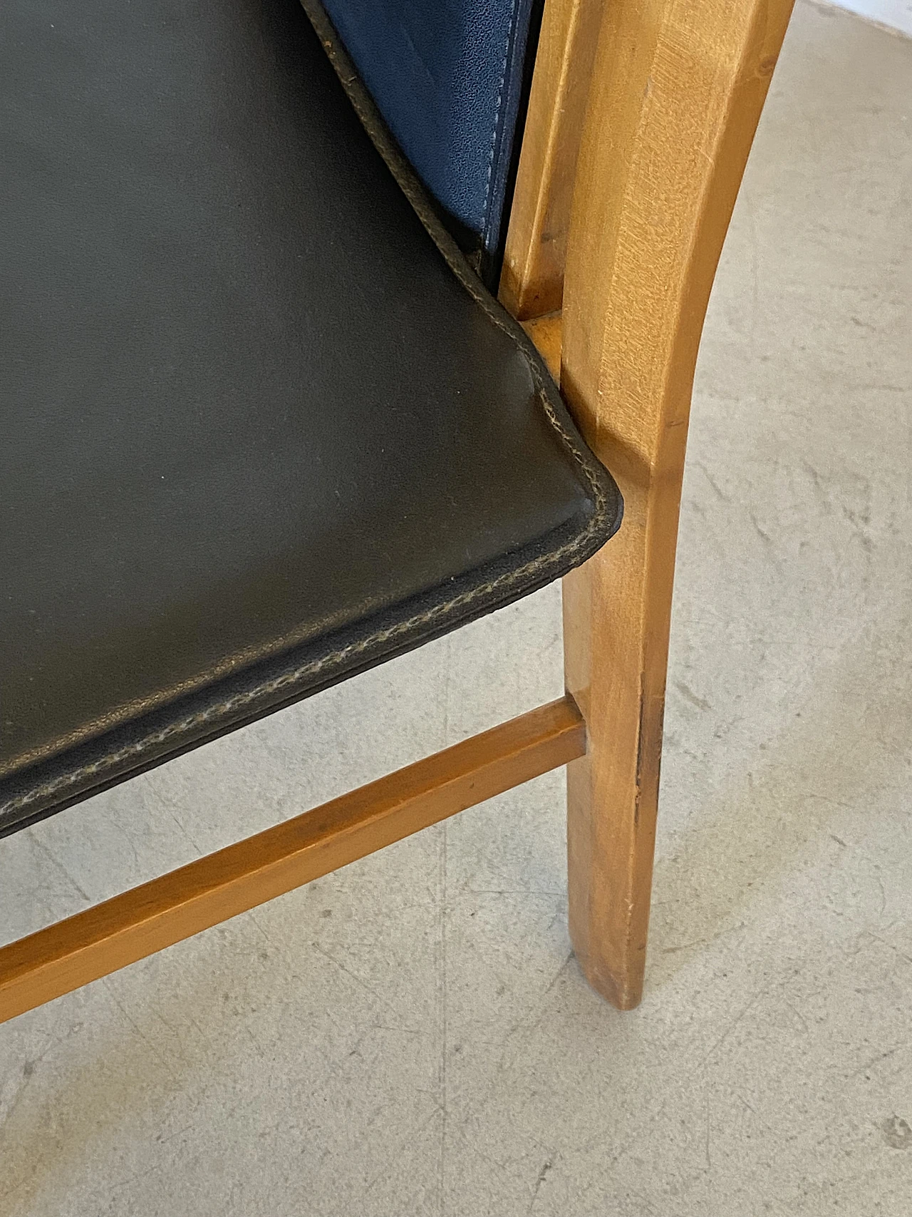 6 Beech and leatherette chairs in Art Nouveau style, 1970s 6