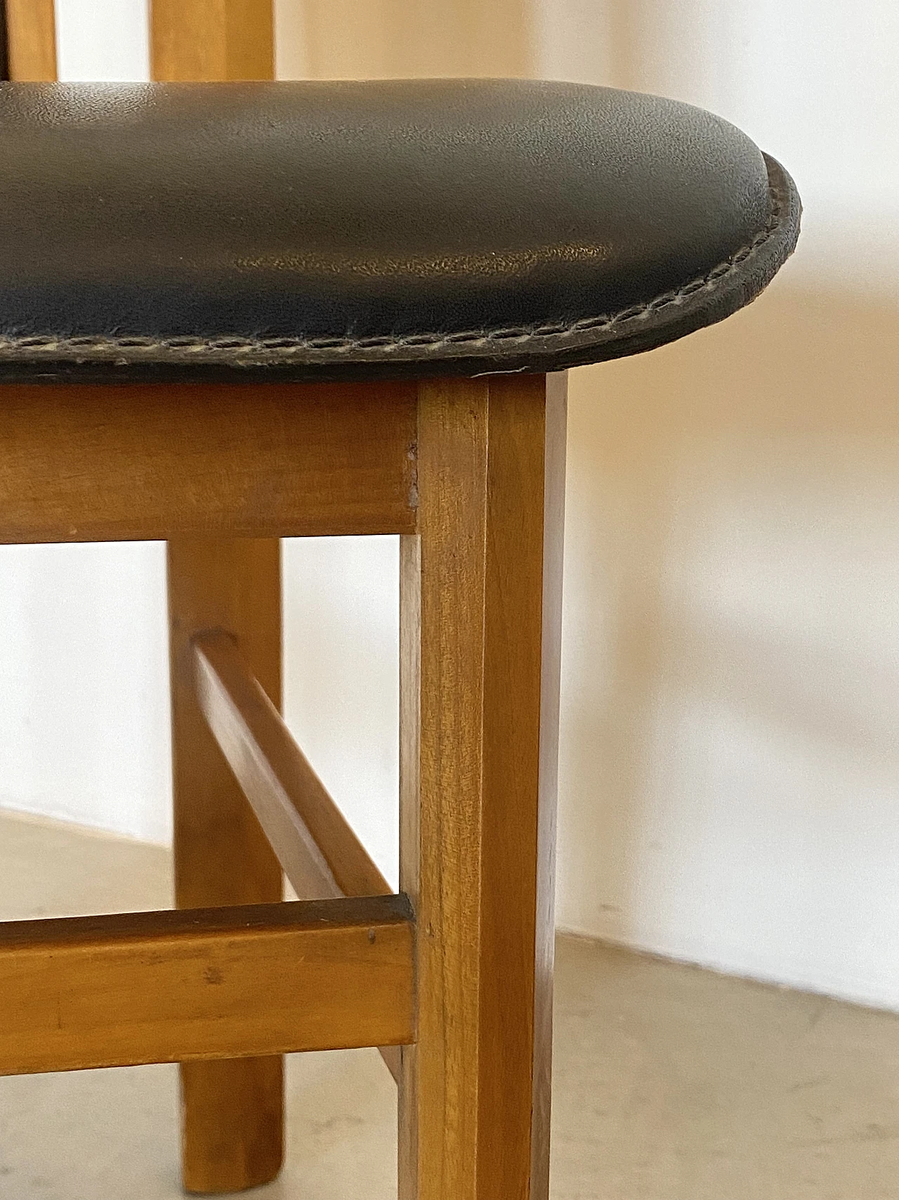 6 Beech and leatherette chairs in Art Nouveau style, 1970s 9