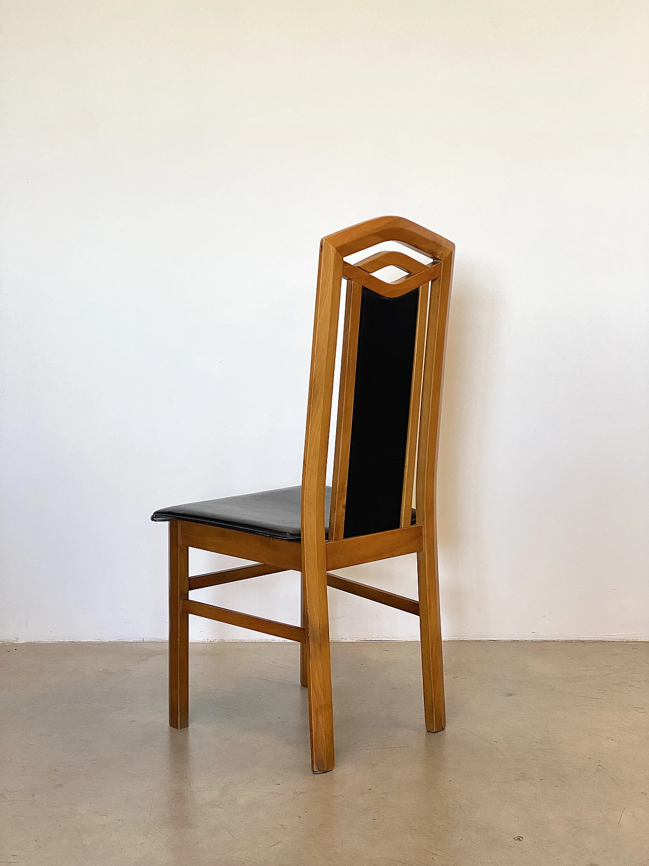 6 Beech and leatherette chairs in Art Nouveau style, 1970s 13