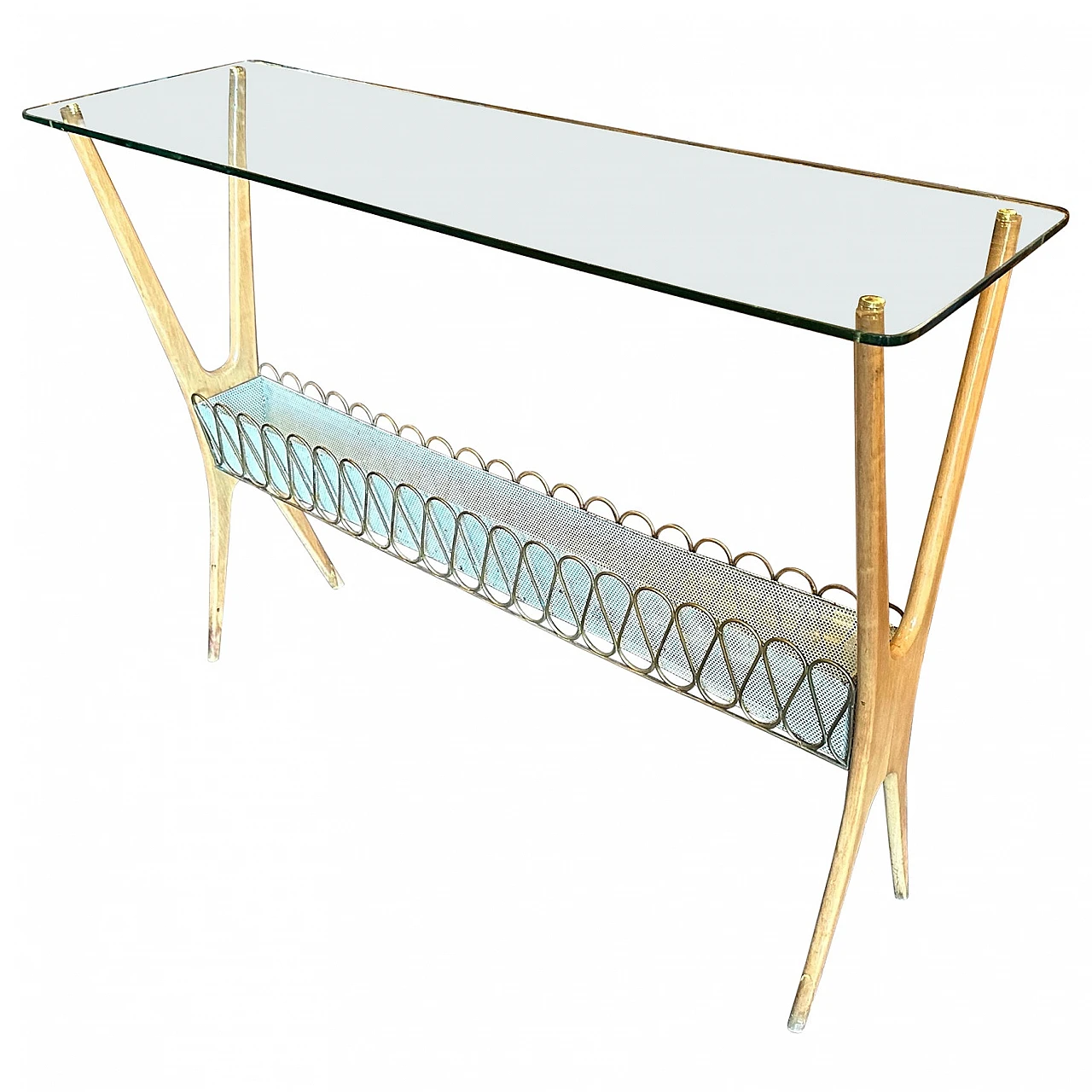 Wood and glass console table by Cesare Lacca, 1950s 1