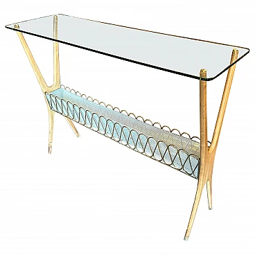 Wood and glass console table by Cesare Lacca, 1950s