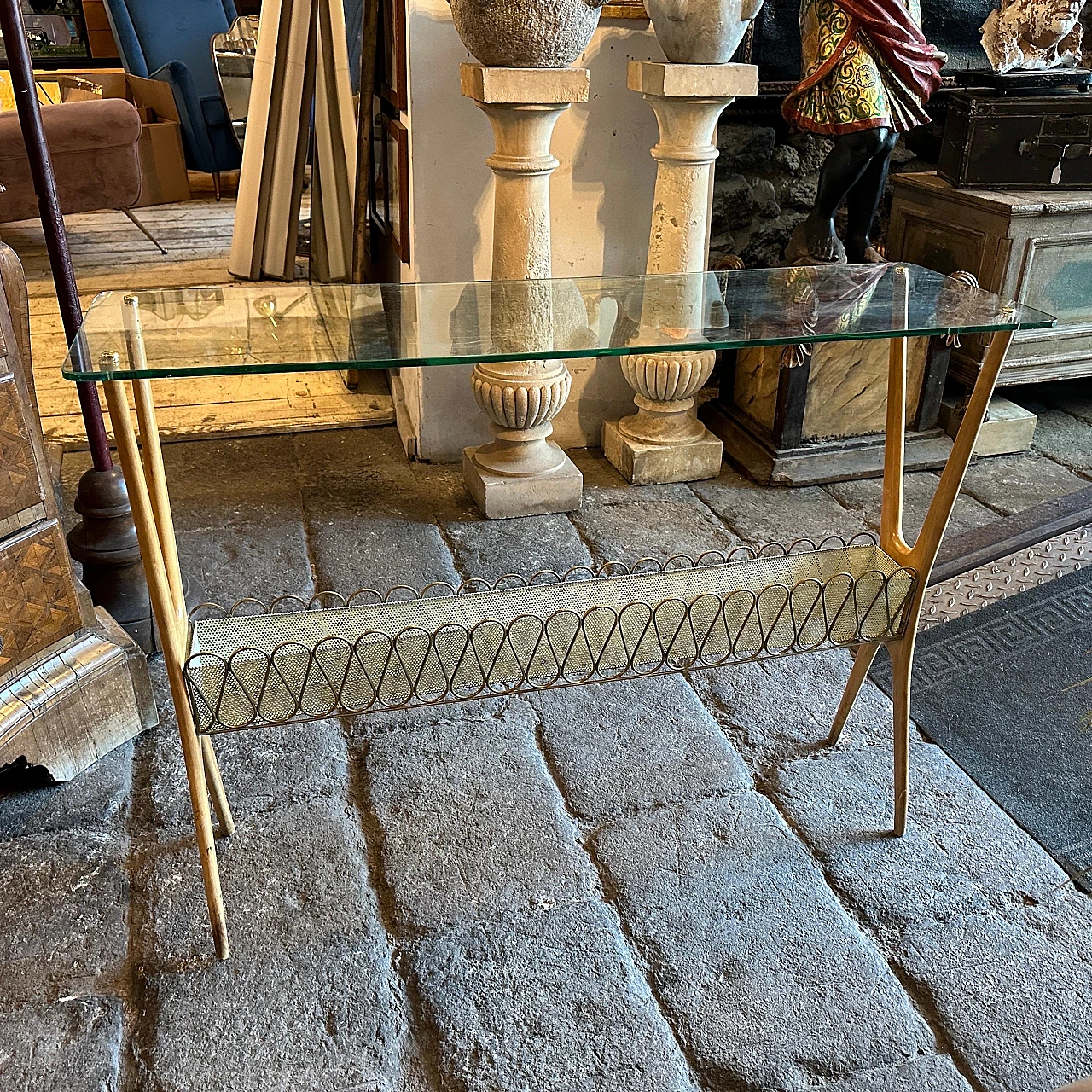 Wood and glass console table by Cesare Lacca, 1950s 7