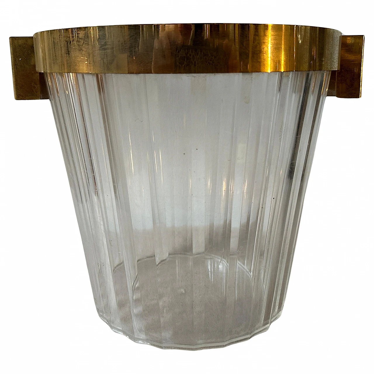 Transparent and gilded plexiglass ice bucket by Gosset, 1970s 1