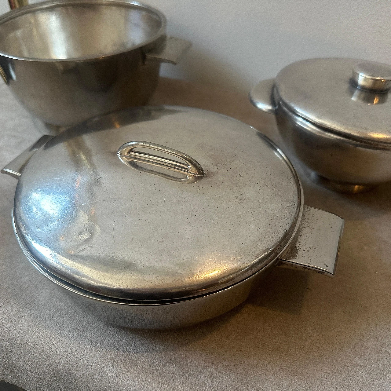 3 Alpacca serving bowls by Gio Ponti for Fratelli Calderoni, 1950s 7