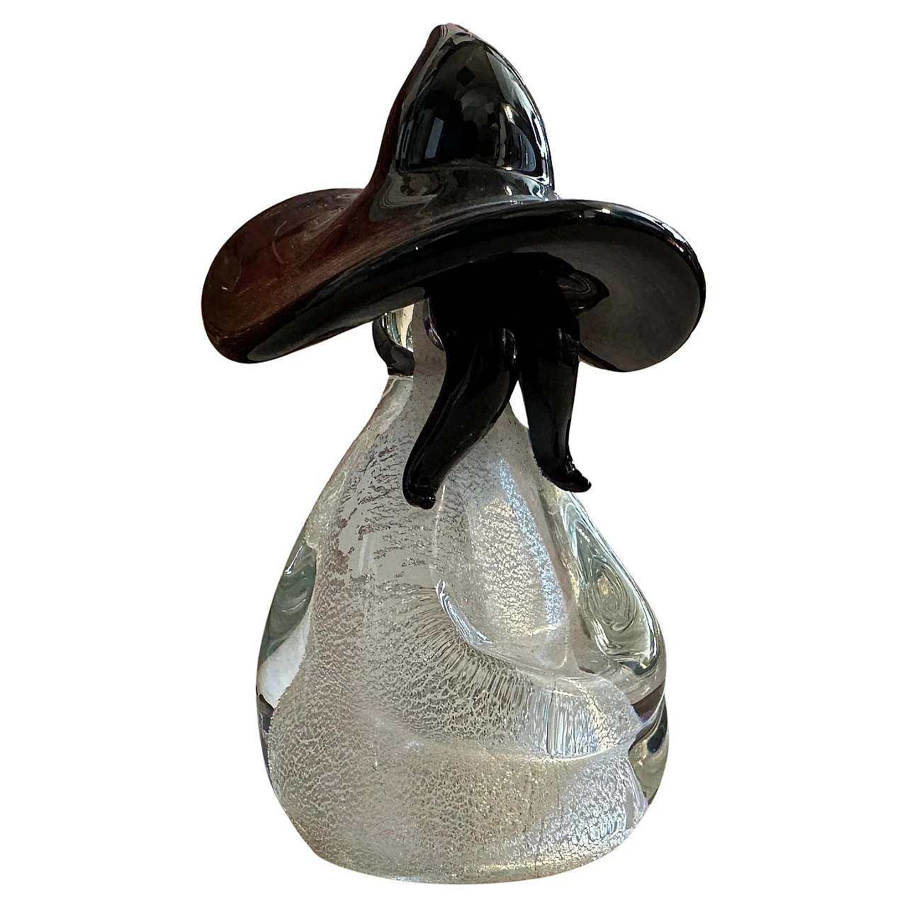 Black and white Murano glass figure of a Mexican, 1980s 1