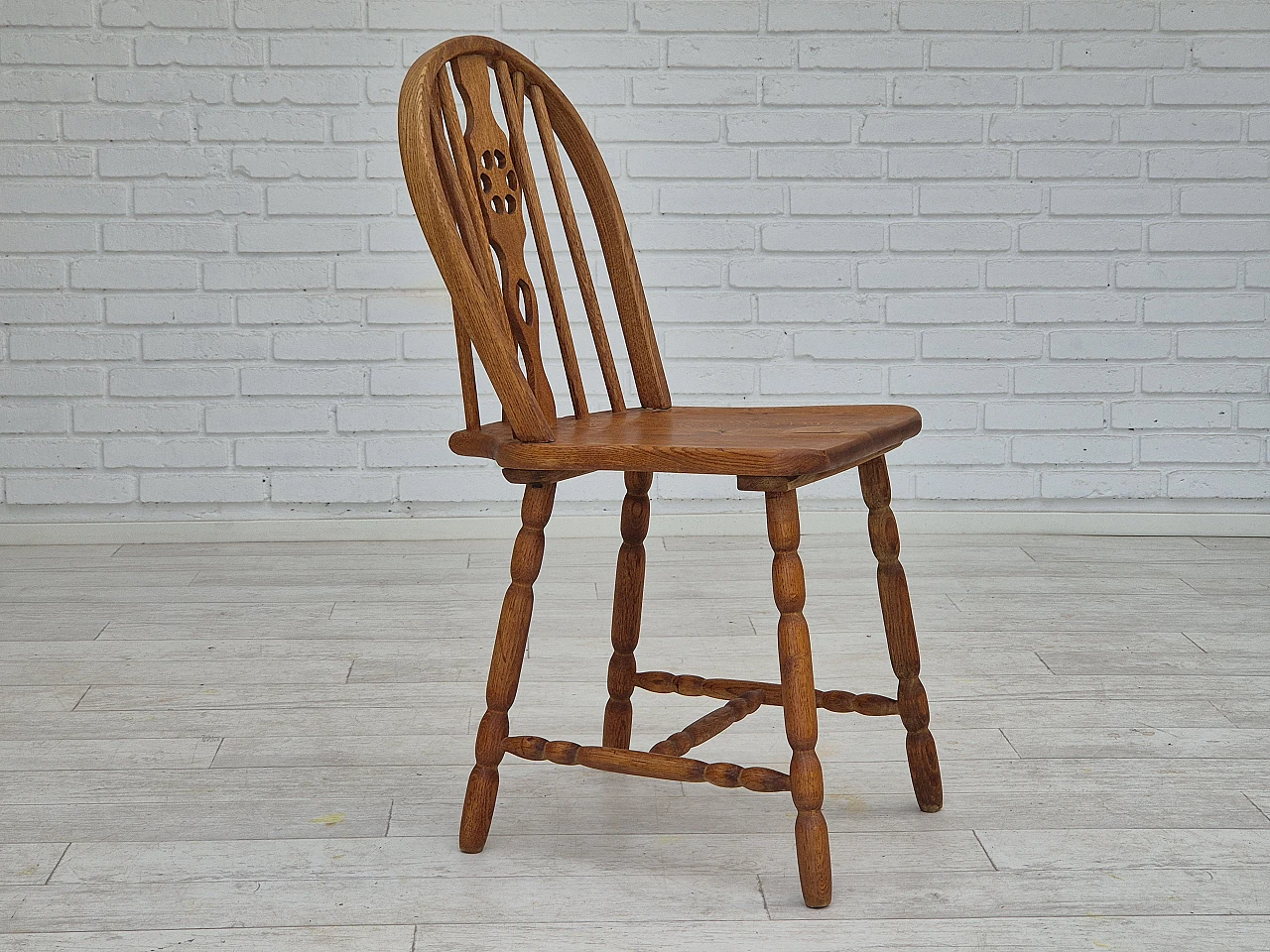 4 Scandinavian dining chairs in solid oak wood, 1960s 5