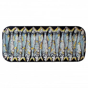 Lacquered tray with fish by Piero Fornasetti, 1950s