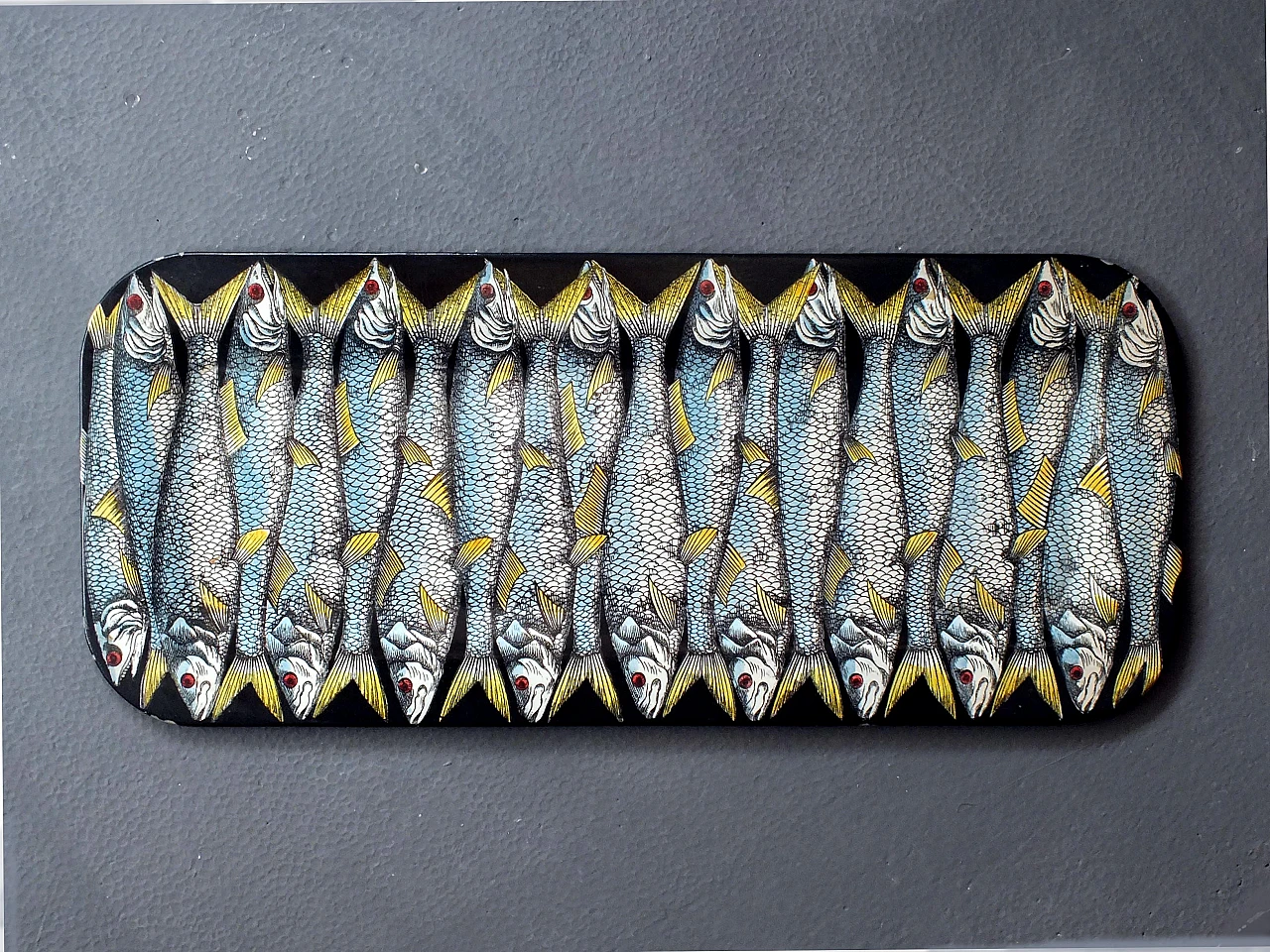 Lacquered tray with fish by Piero Fornasetti, 1950s 7