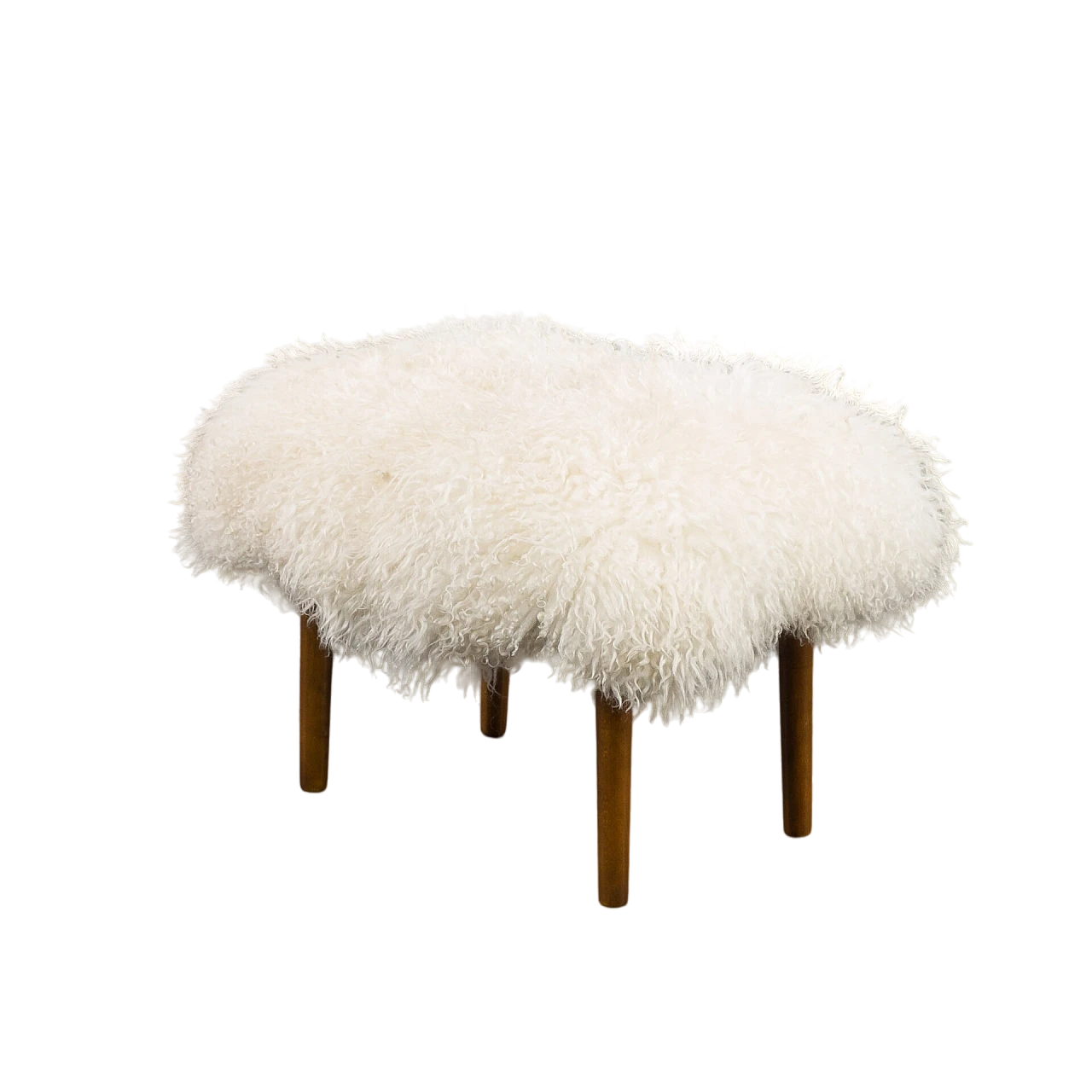 Danish sheepskin and teak footstool, 1960s 2