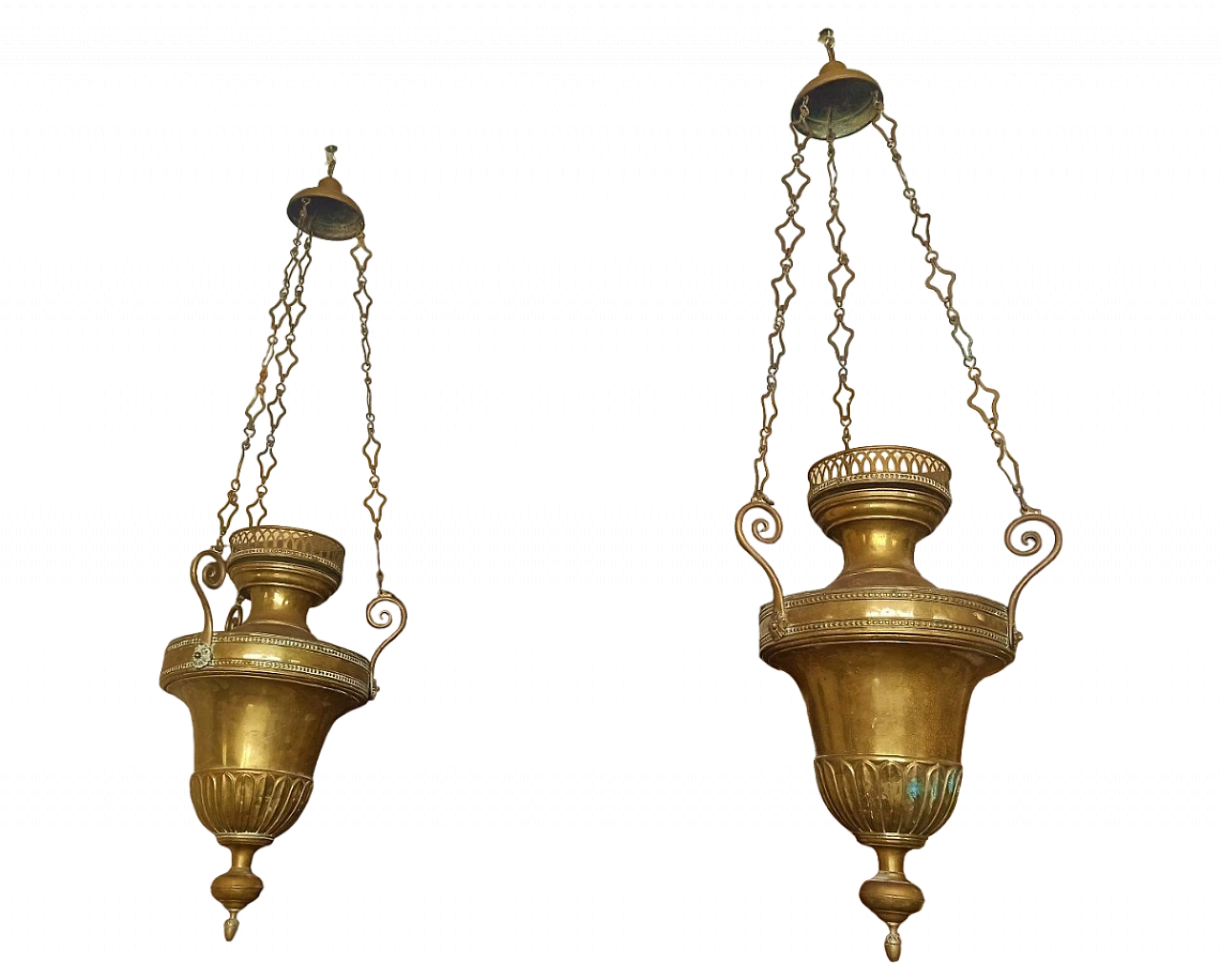 Pair of metal votive lamps, late 18th century 11