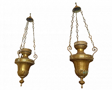 Pair of metal votive lamps, late 18th century