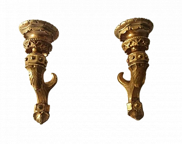 Pair of gilded wood wall lights, mid-19th century