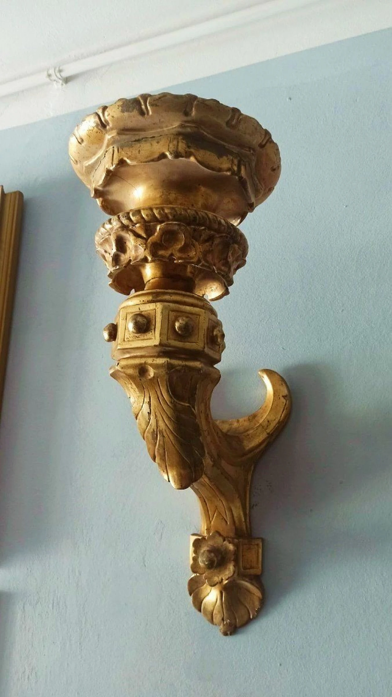 Pair of gilded wood wall lights, mid-19th century 6