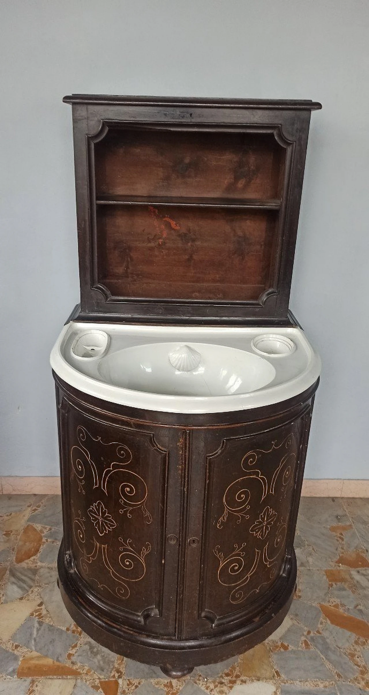 Napoleon III solid wood vanity table with sink, 19th century 4