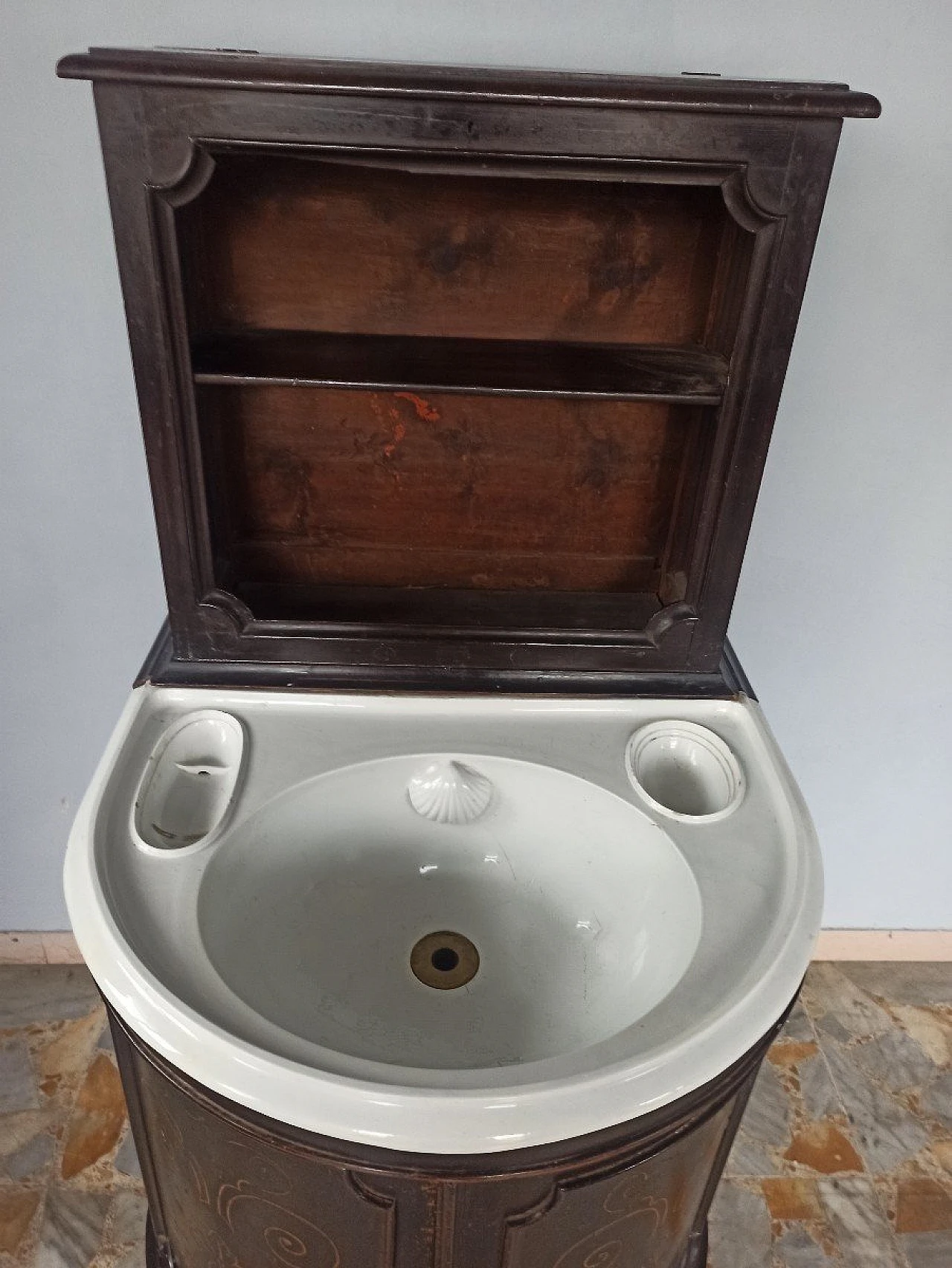 Napoleon III solid wood vanity table with sink, 19th century 5