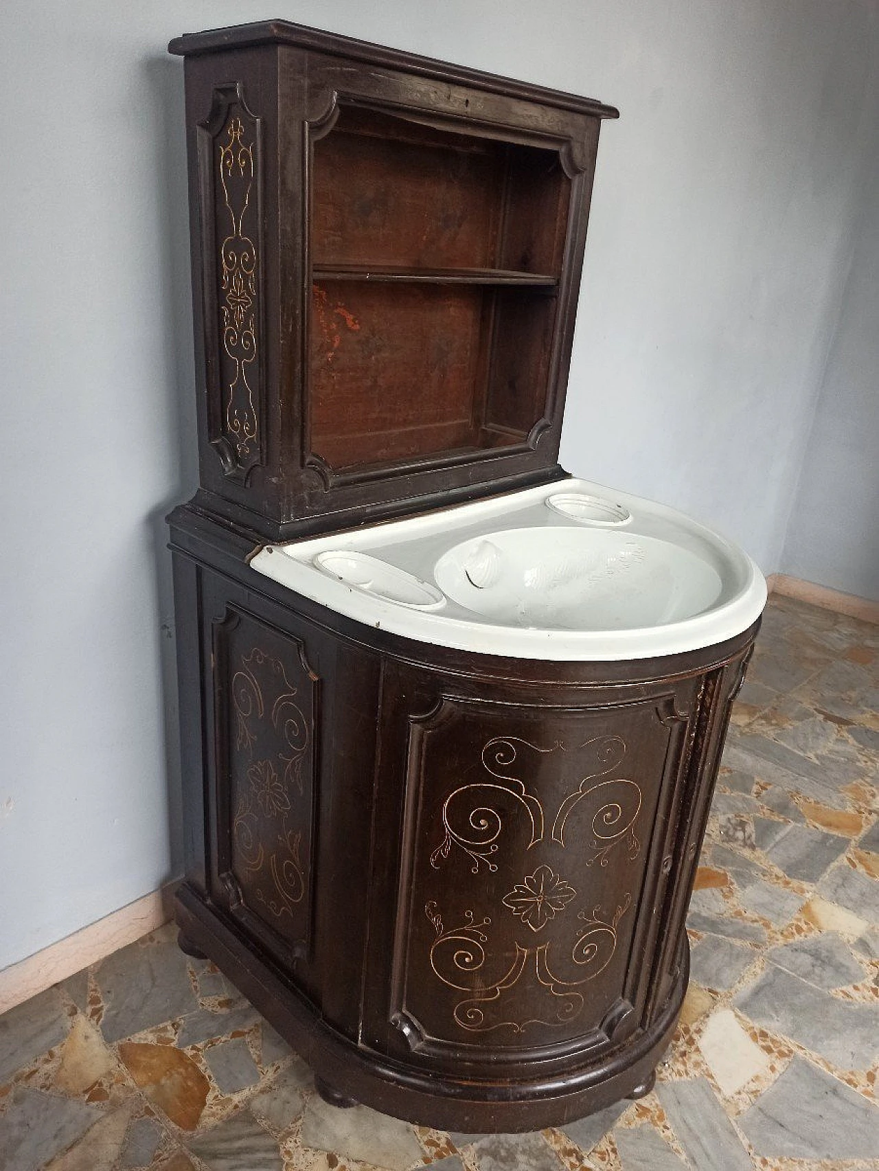 Napoleon III solid wood vanity table with sink, 19th century 6