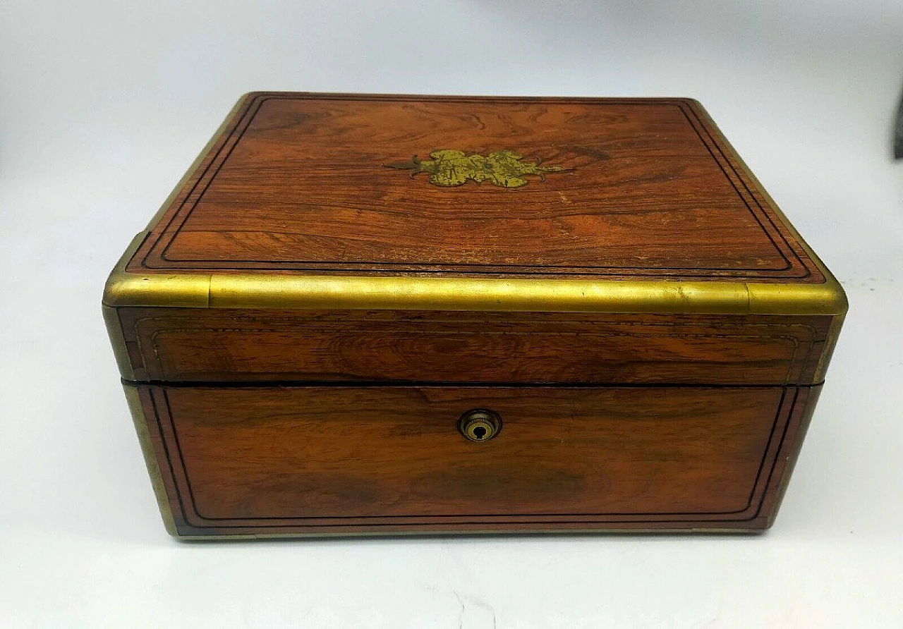 Rosewood and brass sewing box, 19th century 1