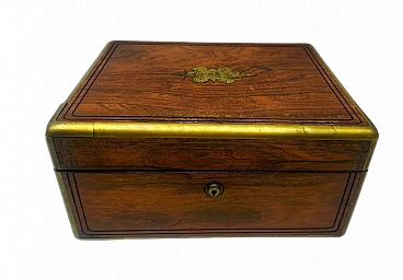 Rosewood and brass sewing box, 19th century