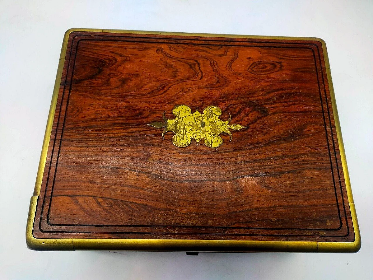 Rosewood and brass sewing box, 19th century 4