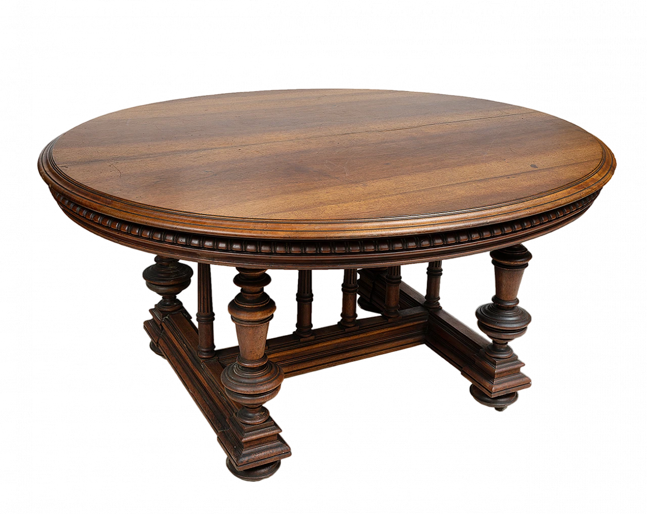 Extendable oval table in solid walnut, 19th century 6