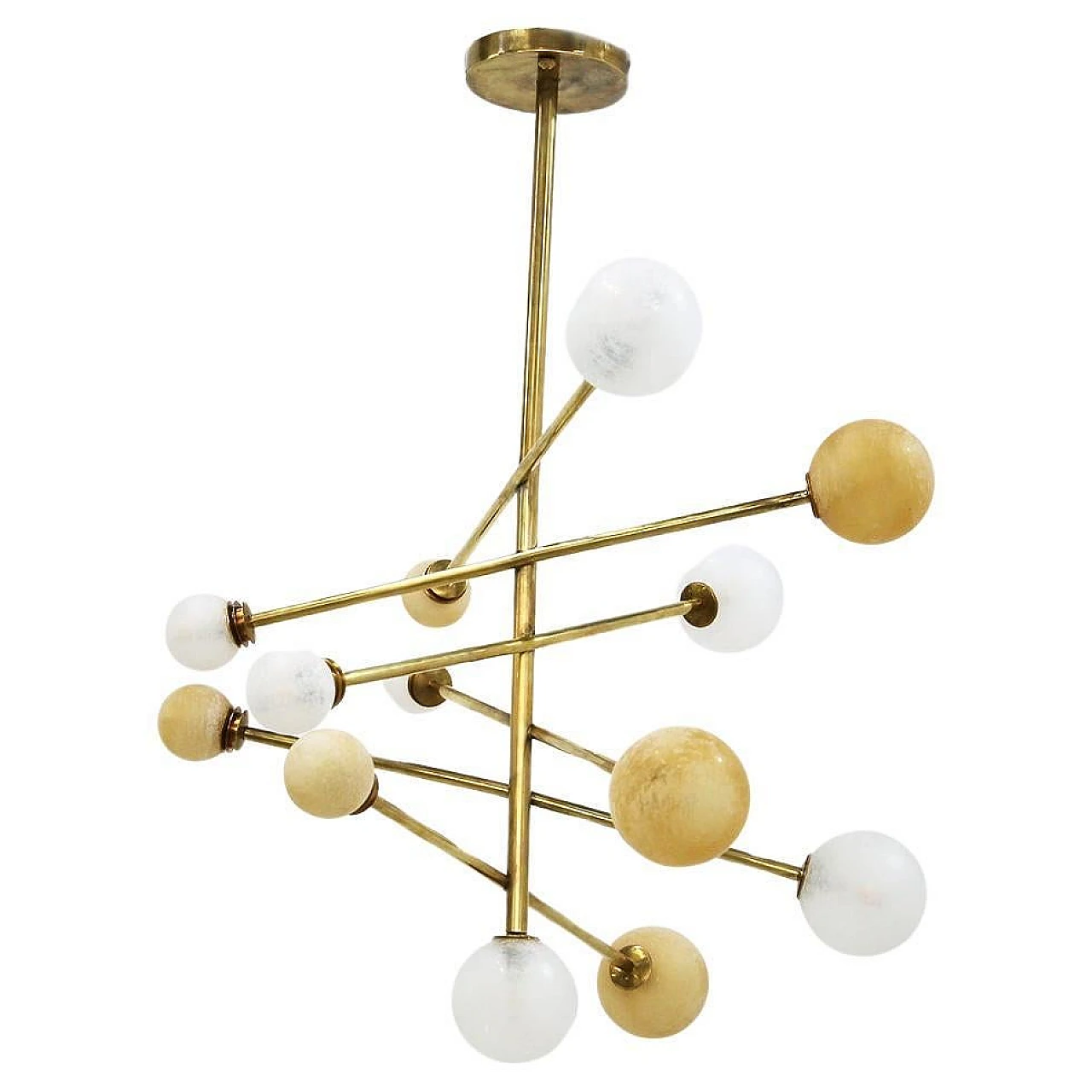 Glass and brass Lunar chandelier, 2000s 1