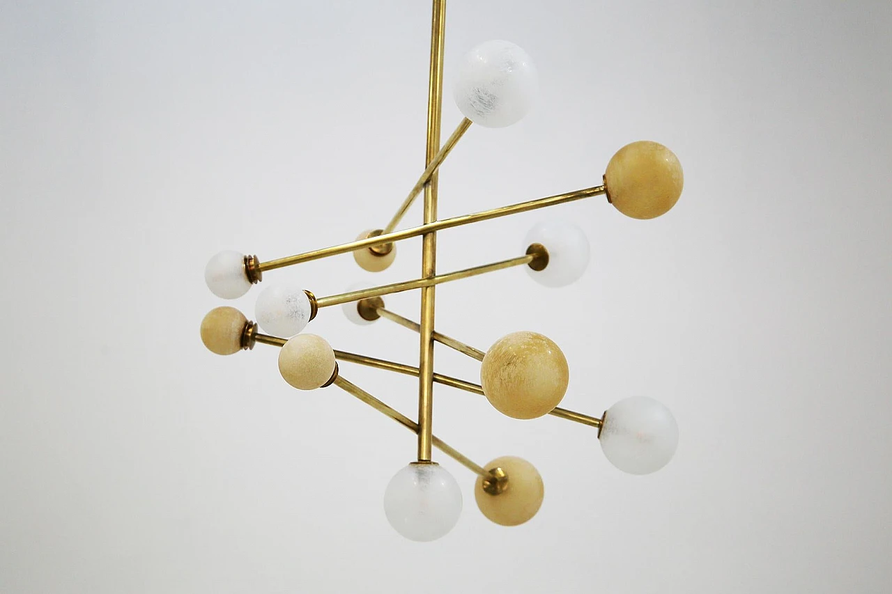 Glass and brass Lunar chandelier, 2000s 2