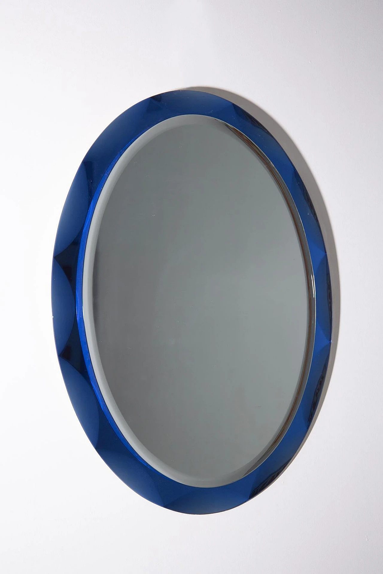 Blue glass wall mirror by MetalVetro Galvorane, 1975 2