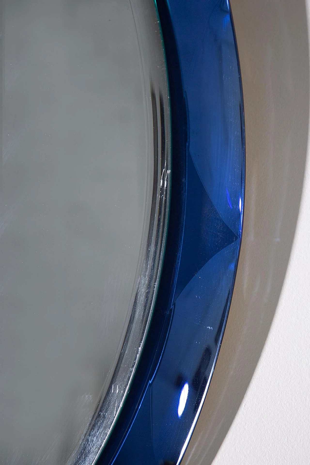 Blue glass wall mirror by MetalVetro Galvorane, 1975 4