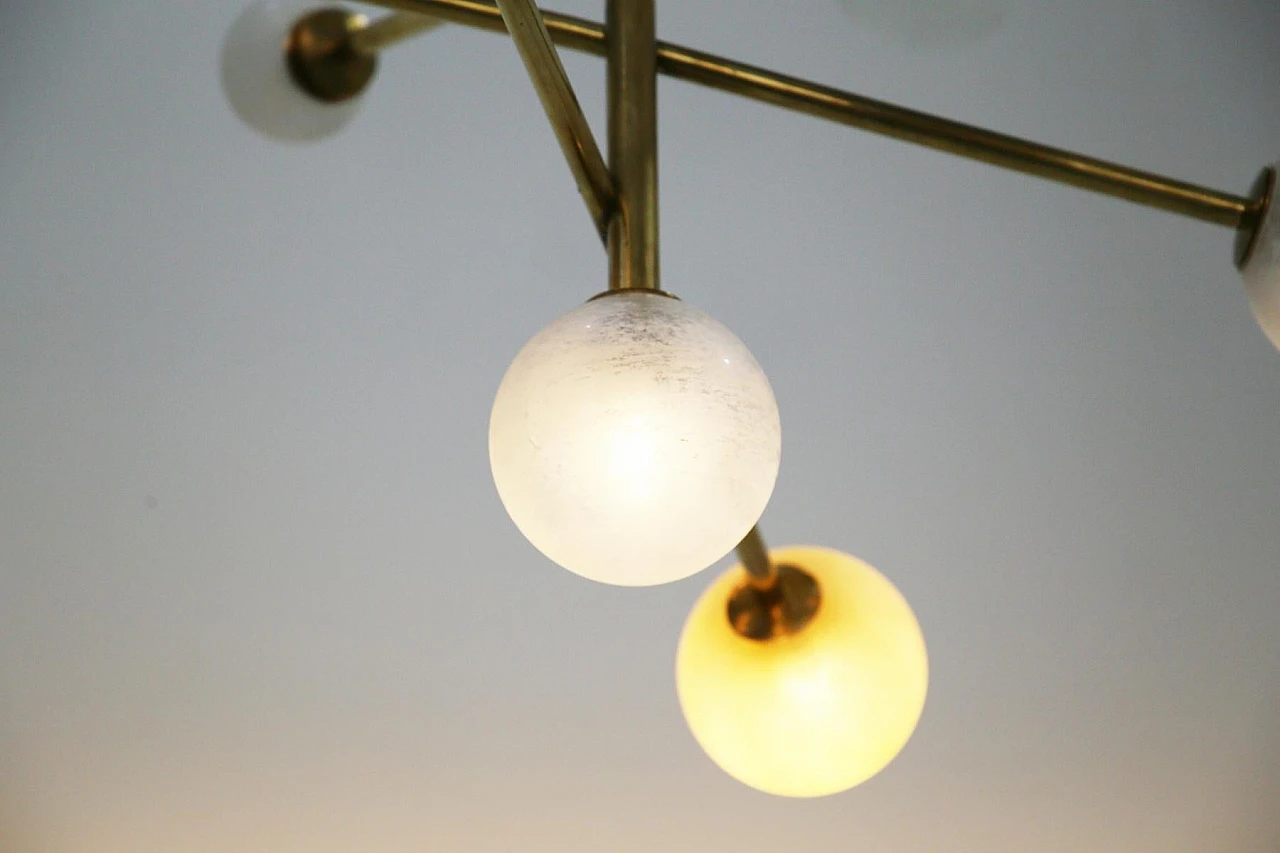 Glass and brass Lunar chandelier, 2000s 9