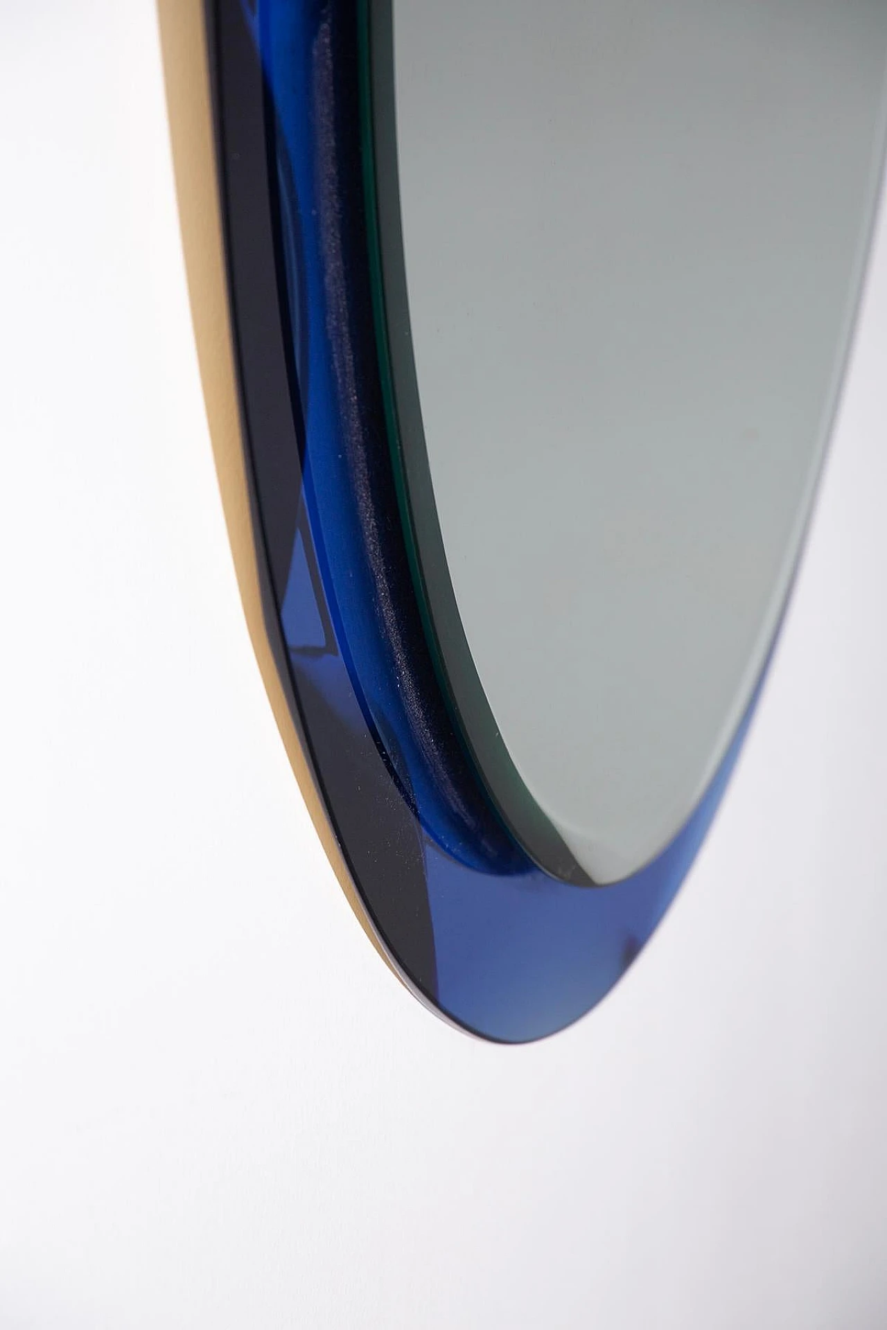 Blue glass wall mirror by MetalVetro Galvorane, 1975 6