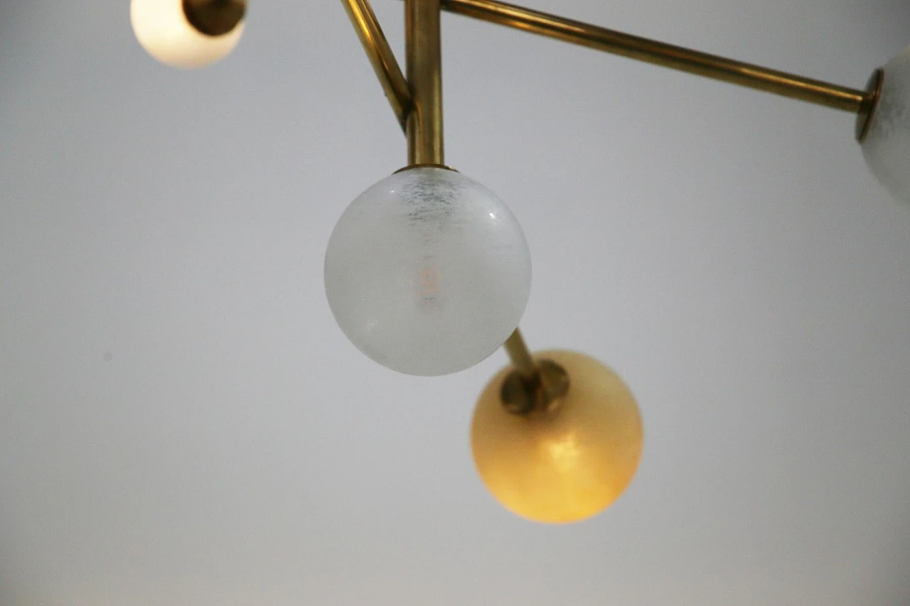 Glass and brass Lunar chandelier, 2000s 10