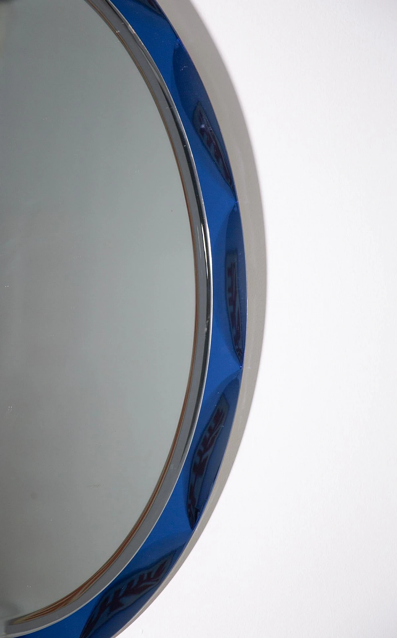 Blue glass wall mirror by MetalVetro Galvorane, 1975 7