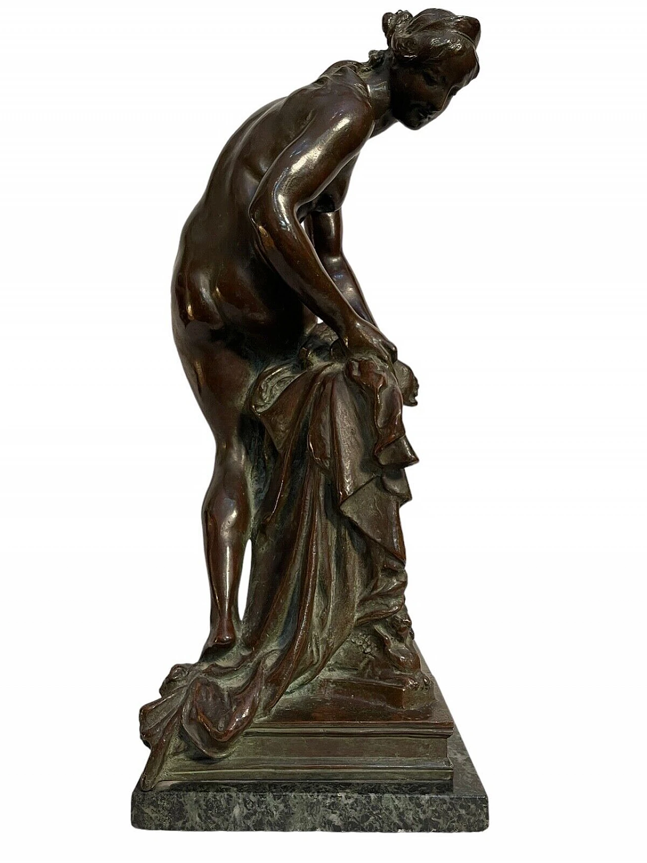 Nudo femminile, scultura in bronzo su base in marmo, '800 5