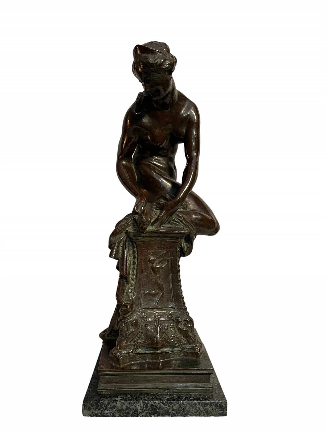 Nudo femminile, scultura in bronzo su base in marmo, '800 6