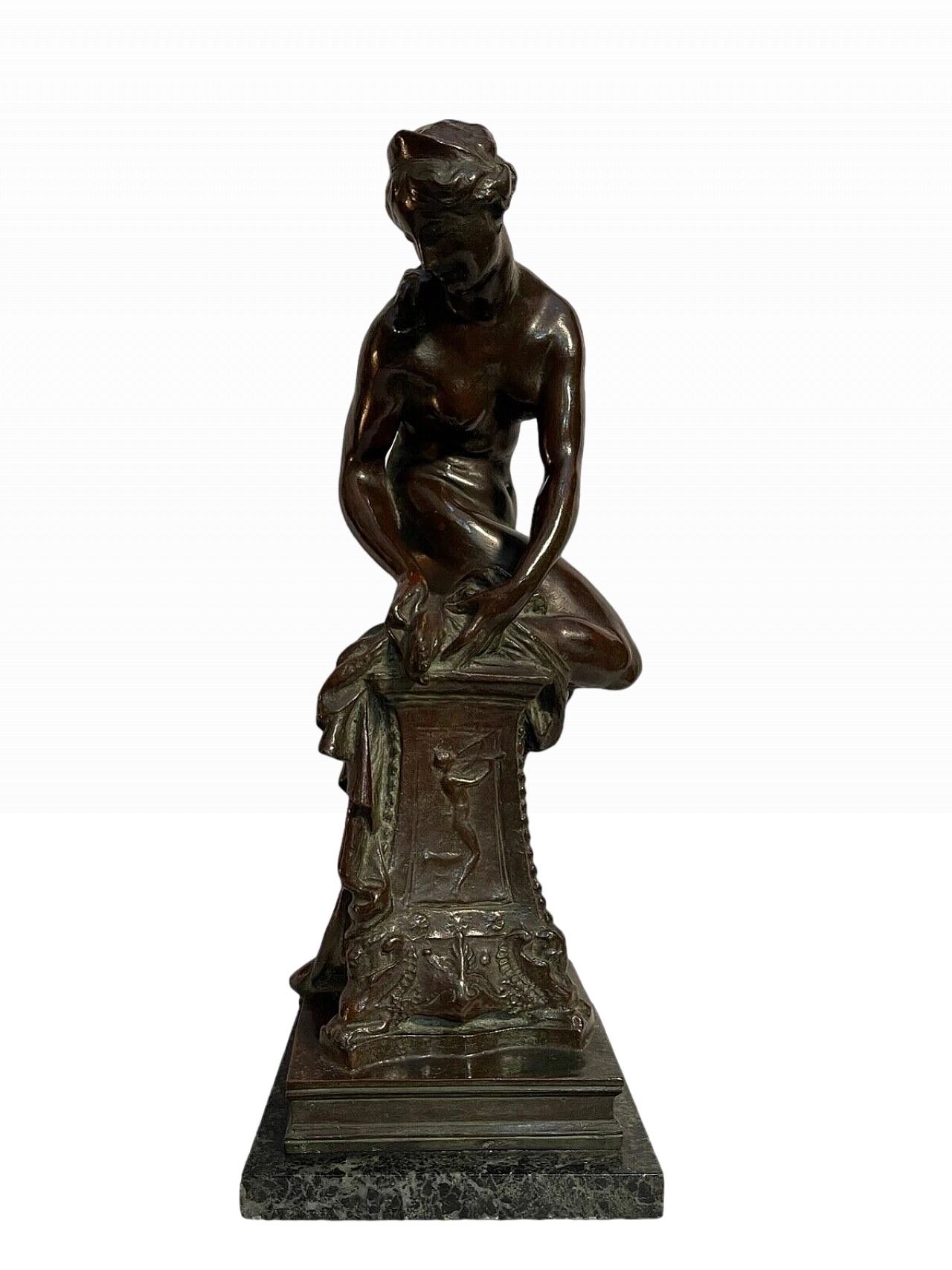 Nudo femminile, scultura in bronzo su base in marmo, '800 7