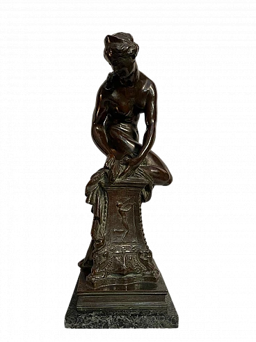 Nudo femminile, scultura in bronzo su base in marmo, '800