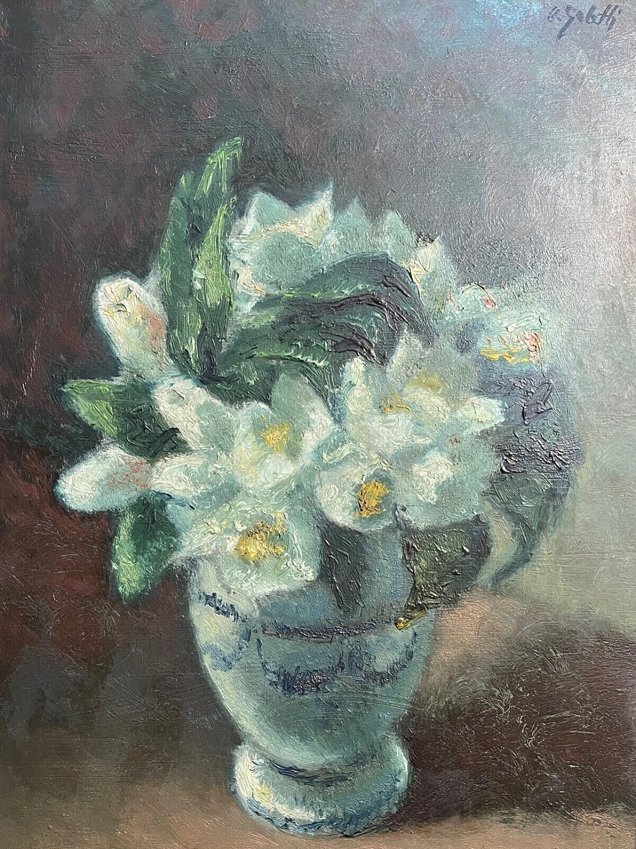 Ugo Galetti, vaso di fiori, dipinto a olio su tavola 1