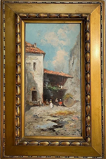 Ricciardi, Case campestri, dipinto a olio su tavola, fine '800
