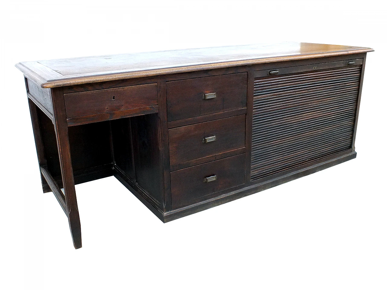 Chestnut shutter desk with drawers & compartments for projects, 1920s 1
