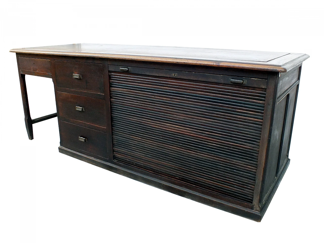 Chestnut shutter desk with drawers & compartments for projects, 1920s 2