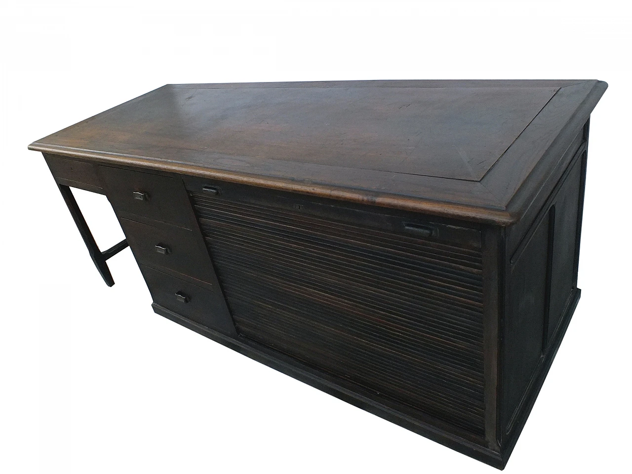 Chestnut shutter desk with drawers & compartments for projects, 1920s 3