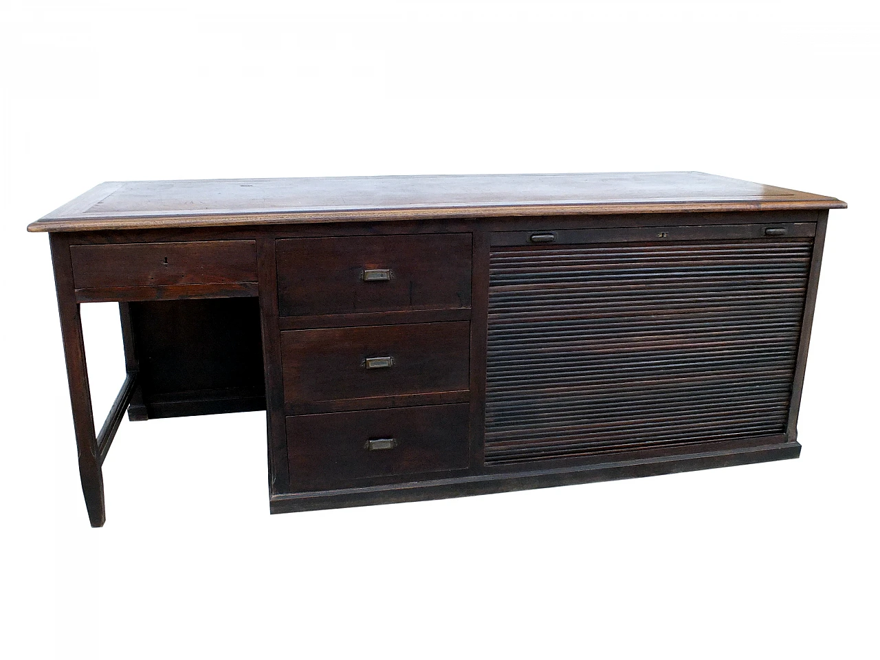 Chestnut shutter desk with drawers & compartments for projects, 1920s 4
