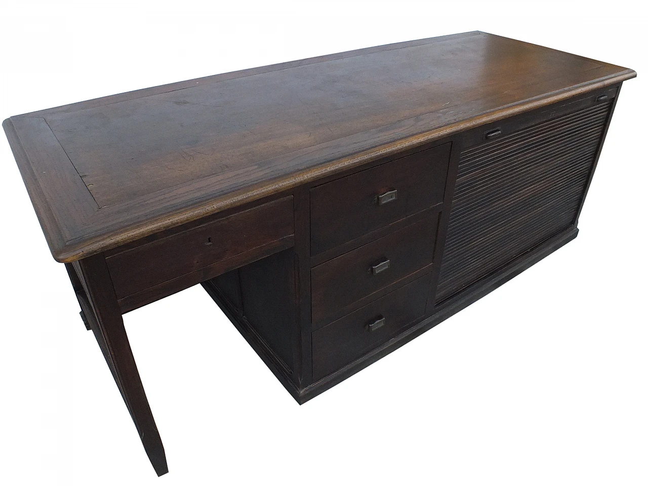 Chestnut shutter desk with drawers & compartments for projects, 1920s 11