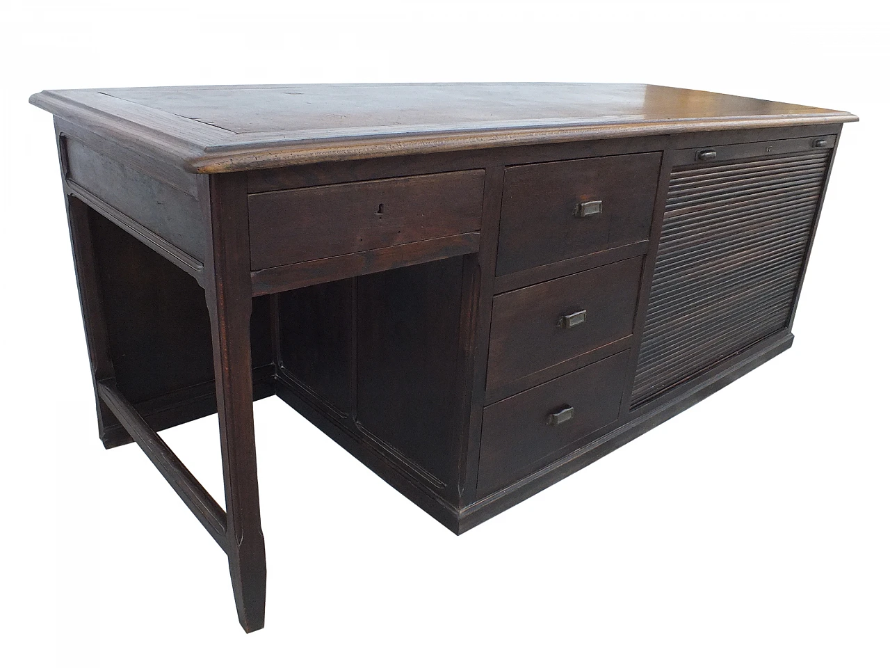 Chestnut shutter desk with drawers & compartments for projects, 1920s 12