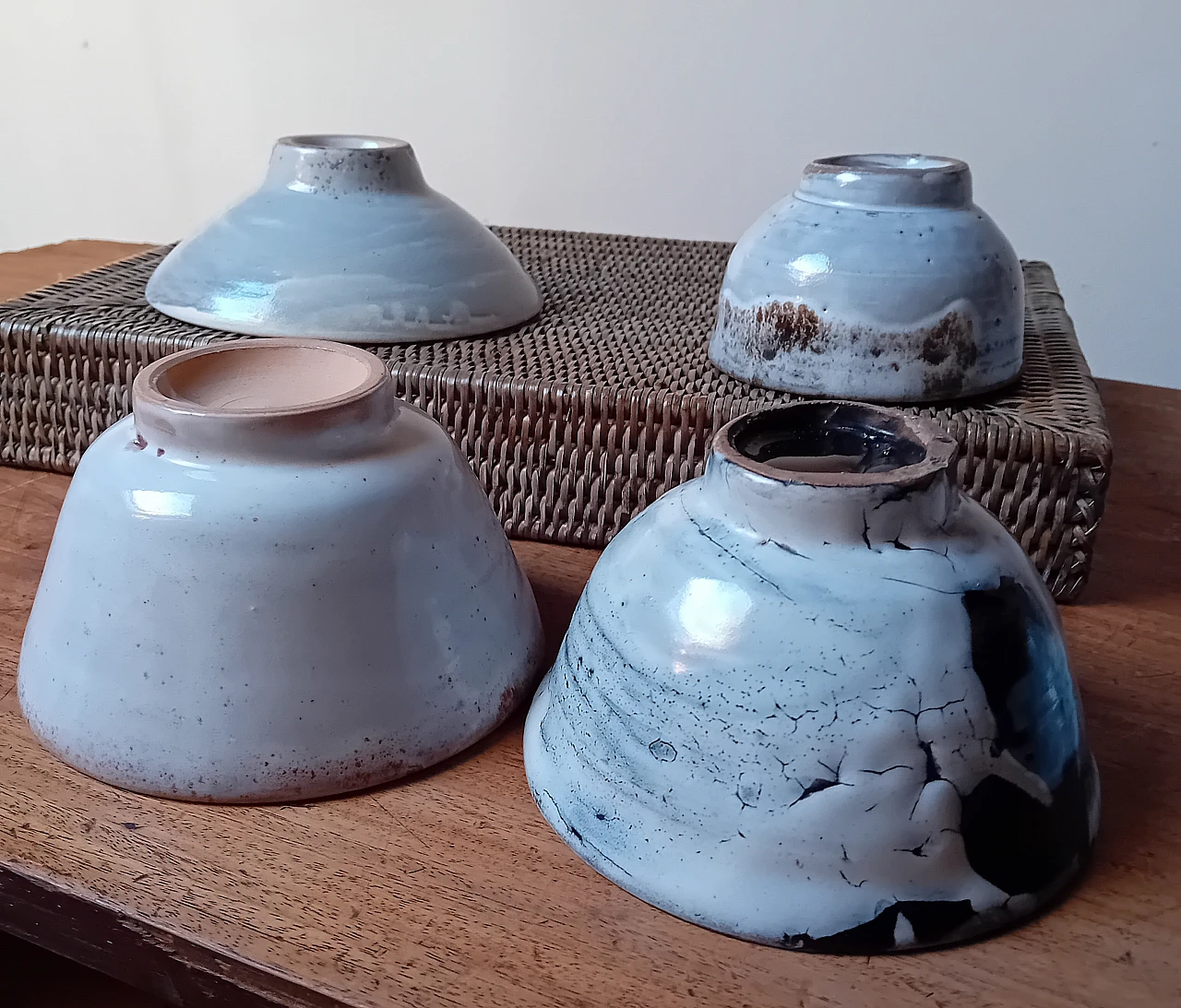 8 Ciotole Giapponesi artigianali in ceramica raku, anni 2000 11